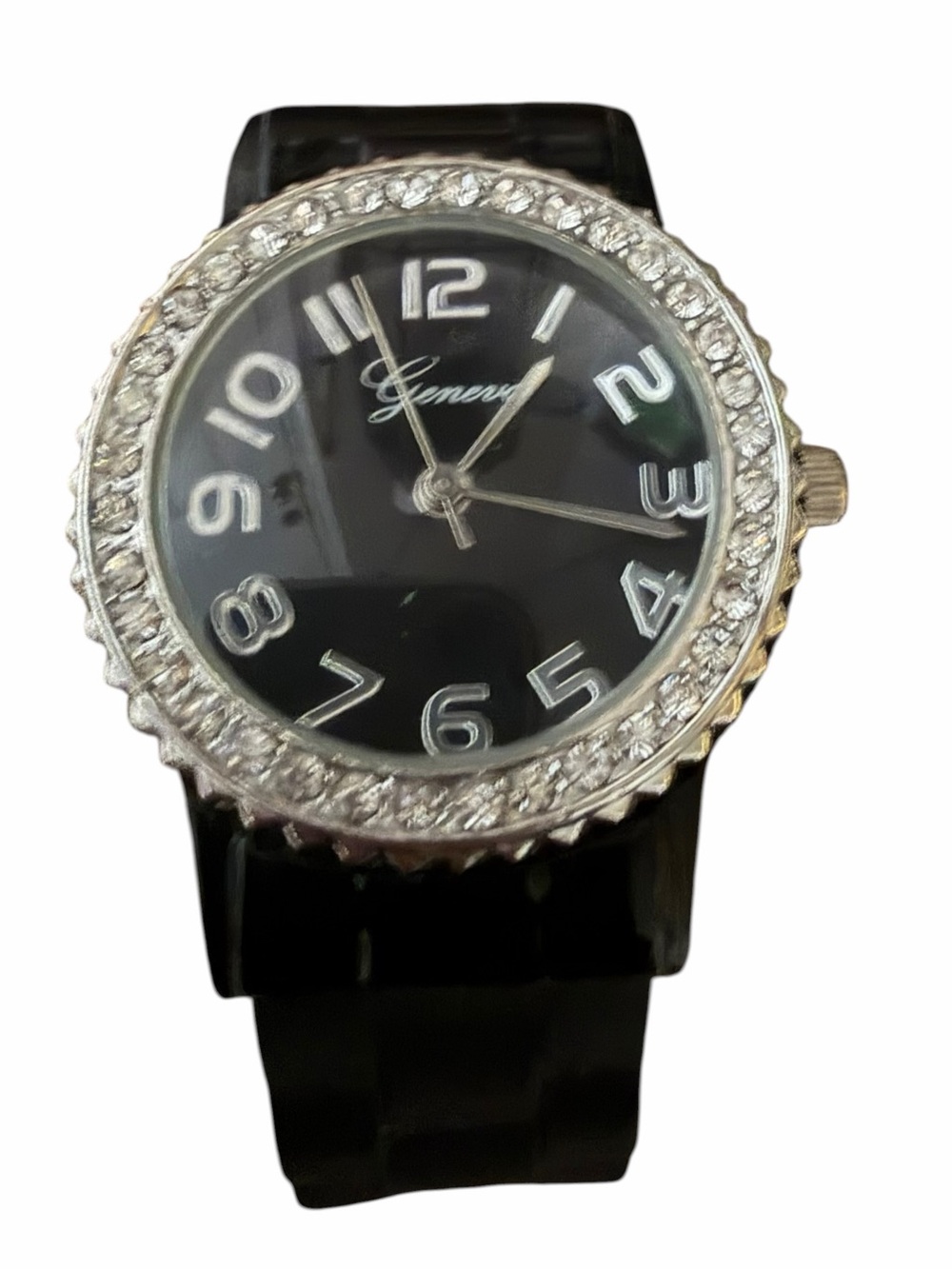 Geneva Black Watch with Crystal Bezel